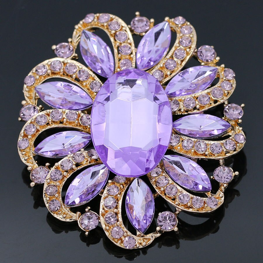 Brooches Pin
 Multicolor Wholesale Round Crystal Rhinestone Flower