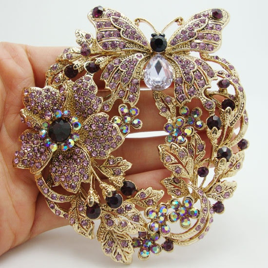 Brooches Style
 Vintage Style Butterfly Brooch Pin Purple Austrian Crystal