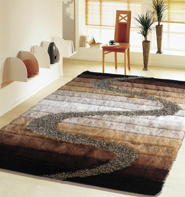 Brown Living Room Rugs
 5 ft x 7 ft Shaggy Brown Living Room Area Rug Hand