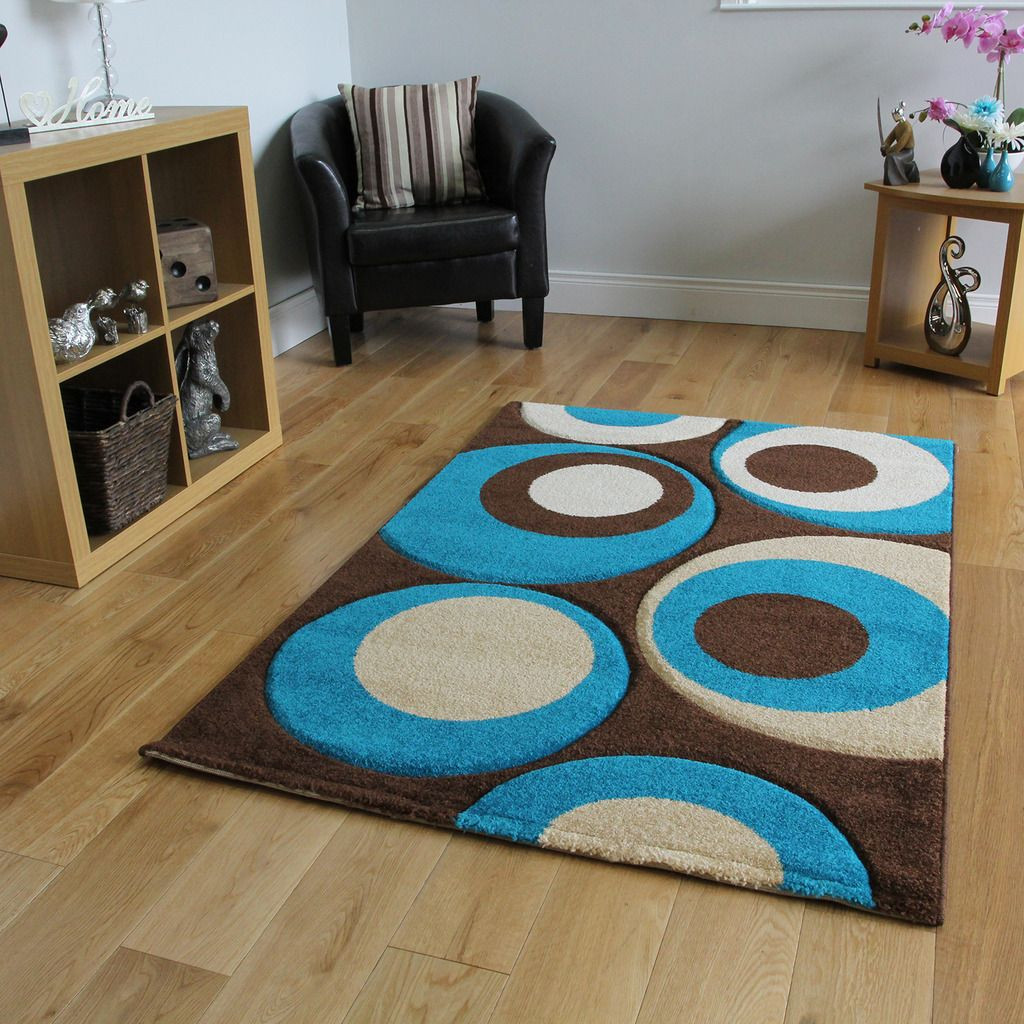 Brown Living Room Rugs
 Small Brown Teal Blue Modern Rugs Easy Clean Soft