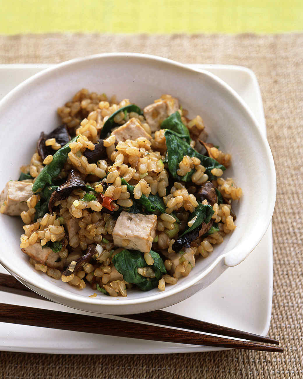 Brown Rice Dishes
 Brown Rice with Tofu Dried Mushrooms and Baby Spinach