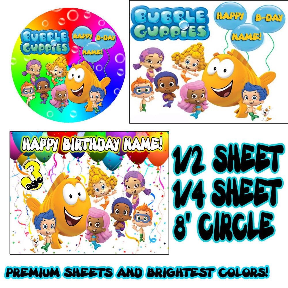 Bubble Guppies Birthday Cake Toppers
 BUBBLE GUPPIES Sugar Edible Birthday CAKE topper image