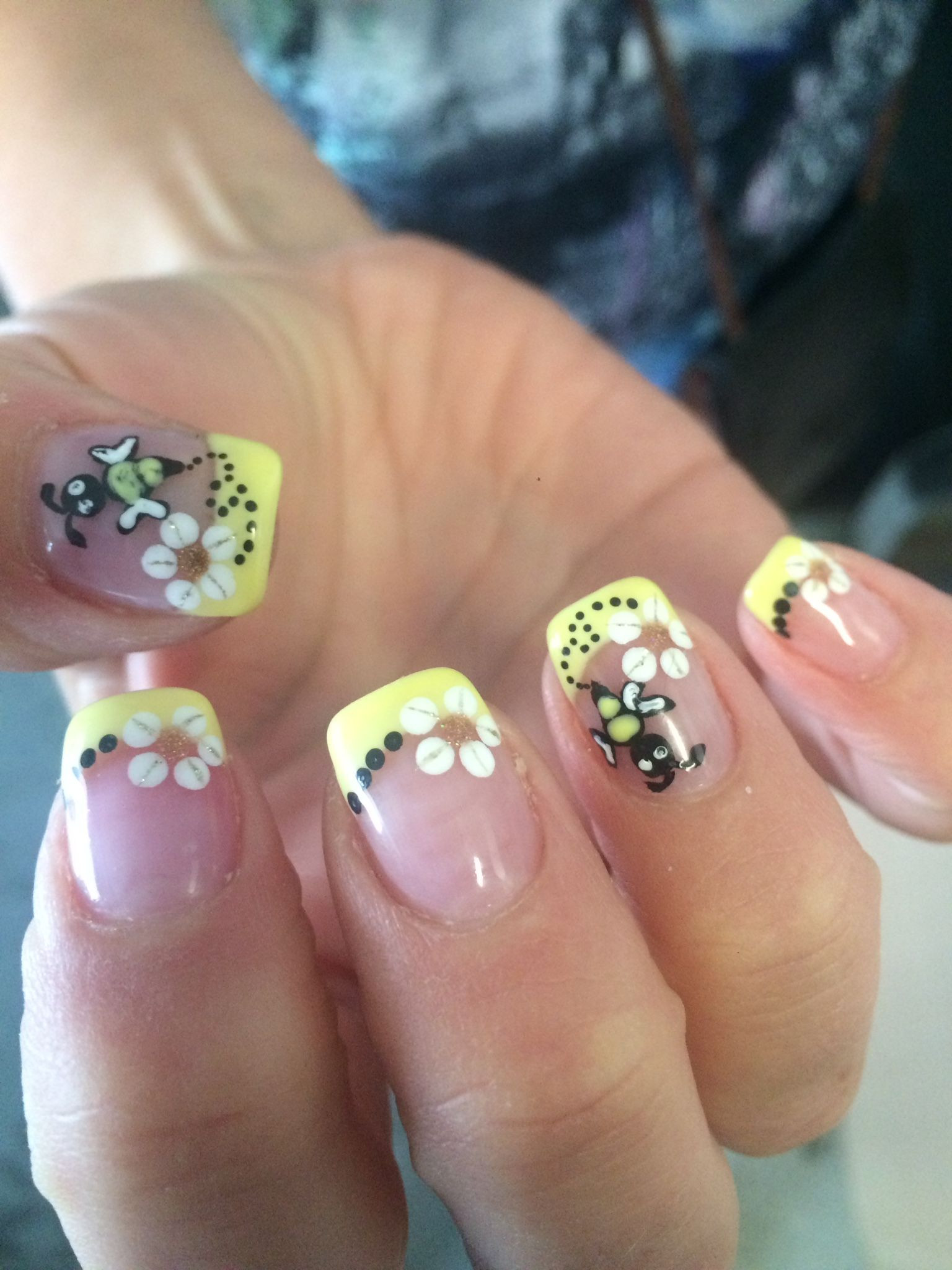 Bumble Bee Nail Art
 Bumble bee themed nails Hand painted