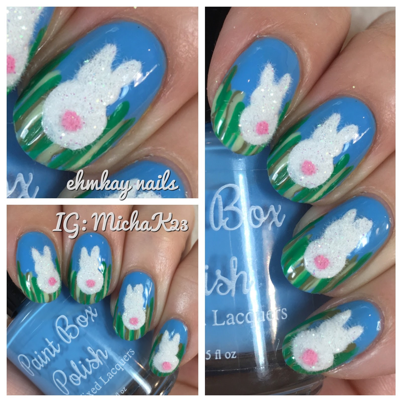 Bunny Nail Art
 ehmkay nails Easter Nail Art Fuzzy Bunny Bottom Nail Art