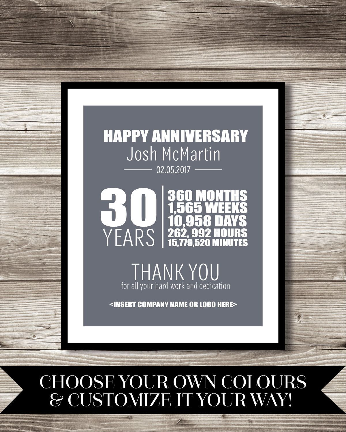 Business Anniversary Gift Ideas
 30 Year Work Anniversary Print t digital print