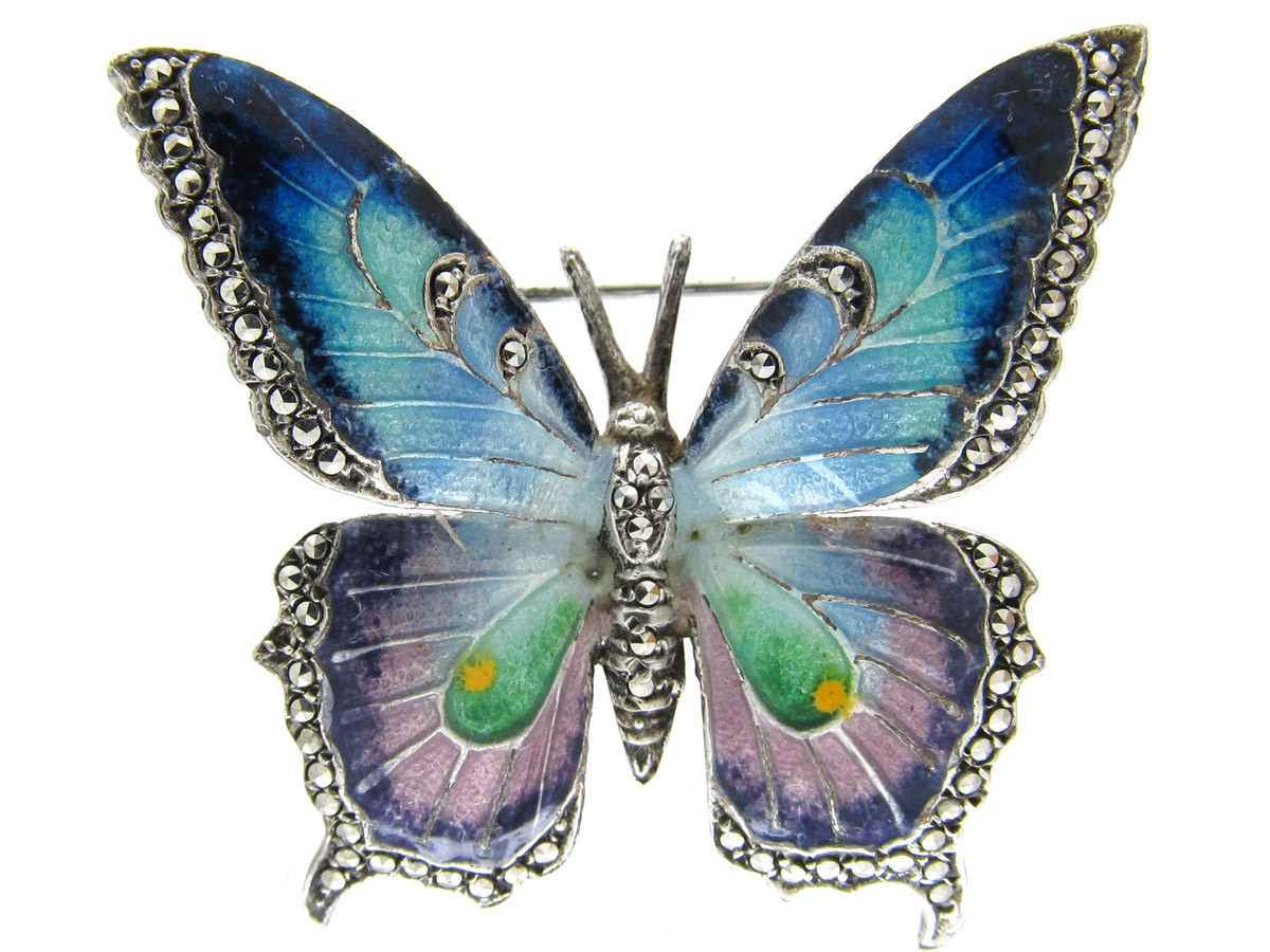 Butterfly Brooches
 Silver Enamel & Marcasite Butterfly Brooch The Antique