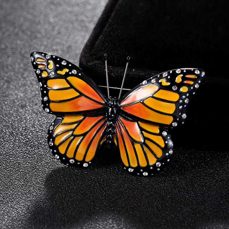 Butterfly Brooches
 Luxury brand Orange Enamel Butterfly brooch pins For Women