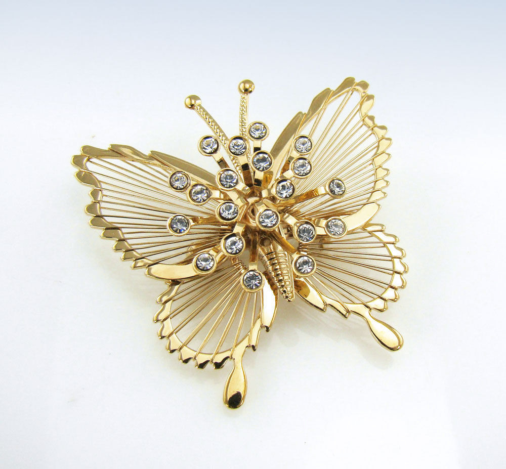 Butterfly Brooches
 MONET Gold Tone CRYSTAL Accent BUTTERFLY Pin BROOCH