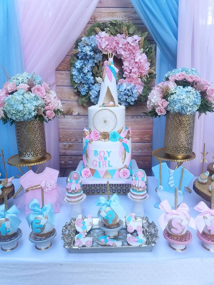 Cake Ideas For Gender Reveal Party
 Boho Gender Reveal Party Baby Shower Ideas Themes Games