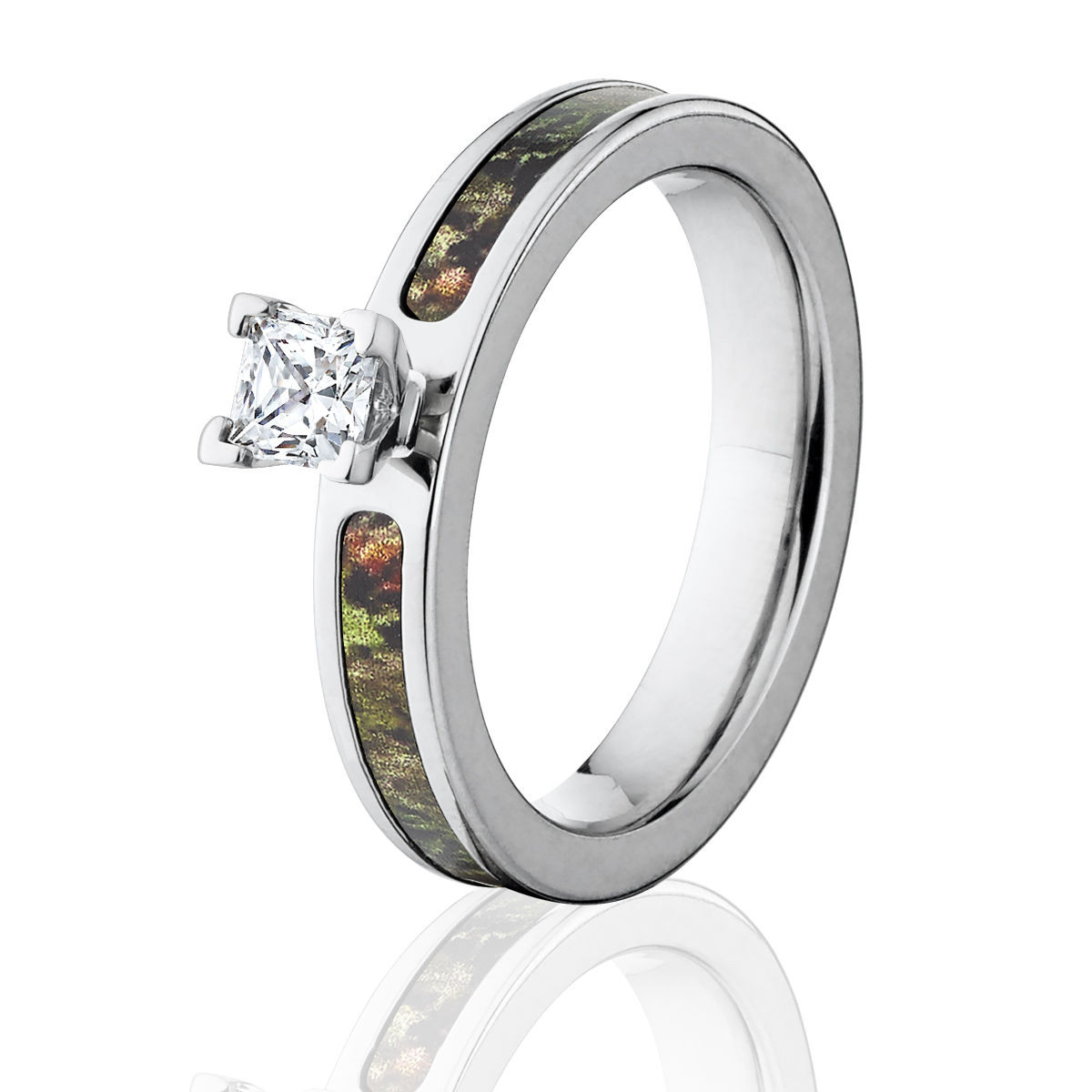 Camo Diamond Engagement Rings
 Princess Cut Mossy Oak Obsession Camo Engagement Rings