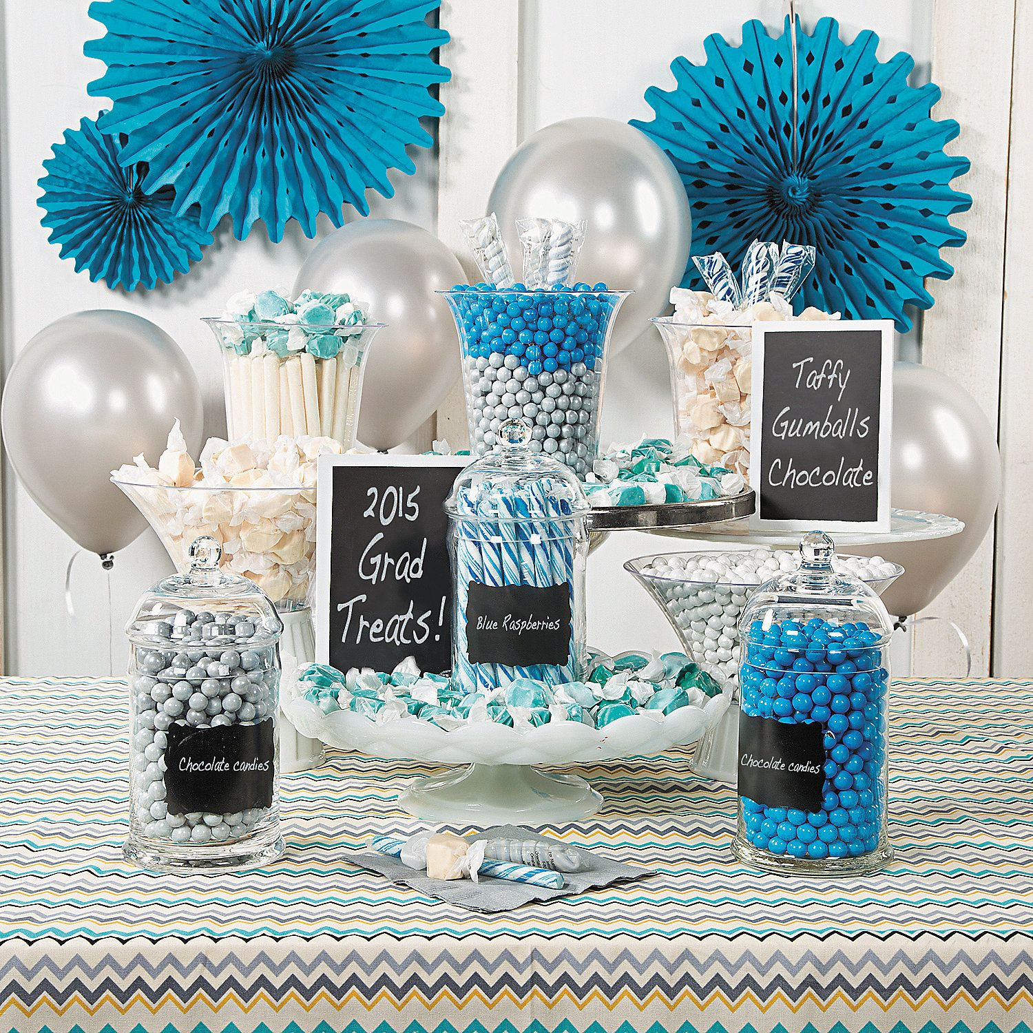 Candy Buffet Ideas For Graduation Party
 Blue & White Graduation Candy Buffet Idea