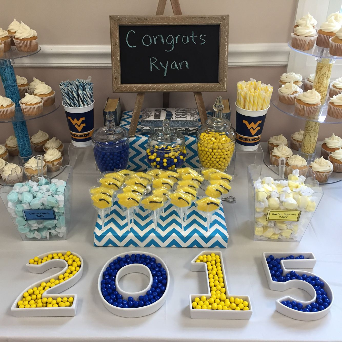Candy Buffet Ideas For Graduation Party
 Graduation Candy Buffet yellow and blue