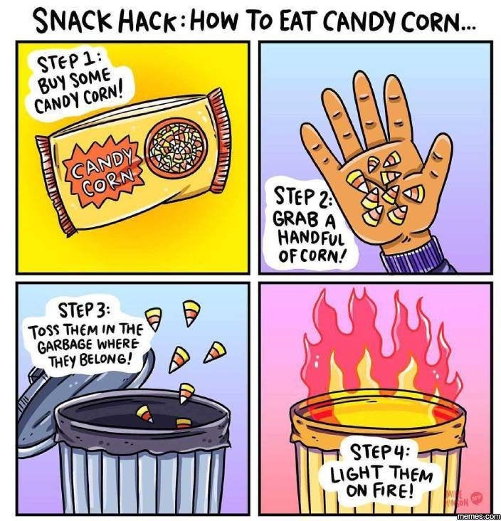 Candy Corn Meme
 How to eat candy corn memes
