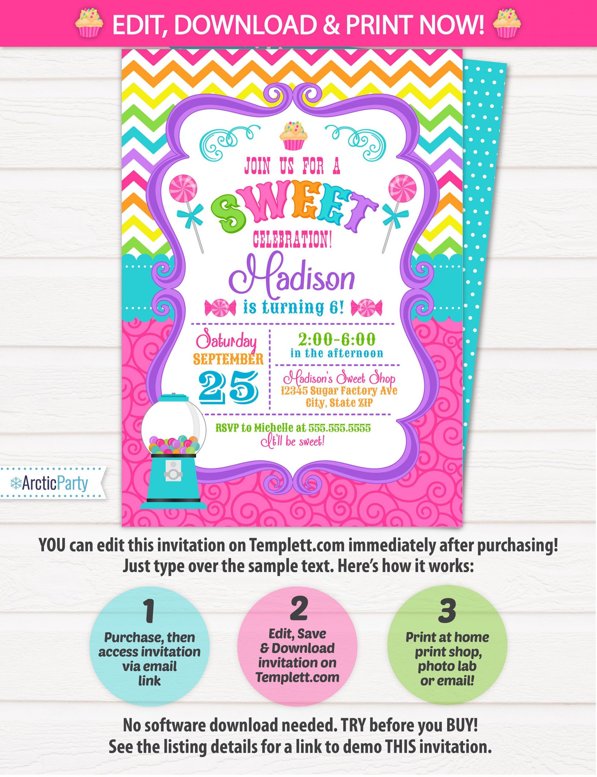 Candyland Birthday Party Invitations
 Candyland Invitations Candy land Birthday Invitation Candy