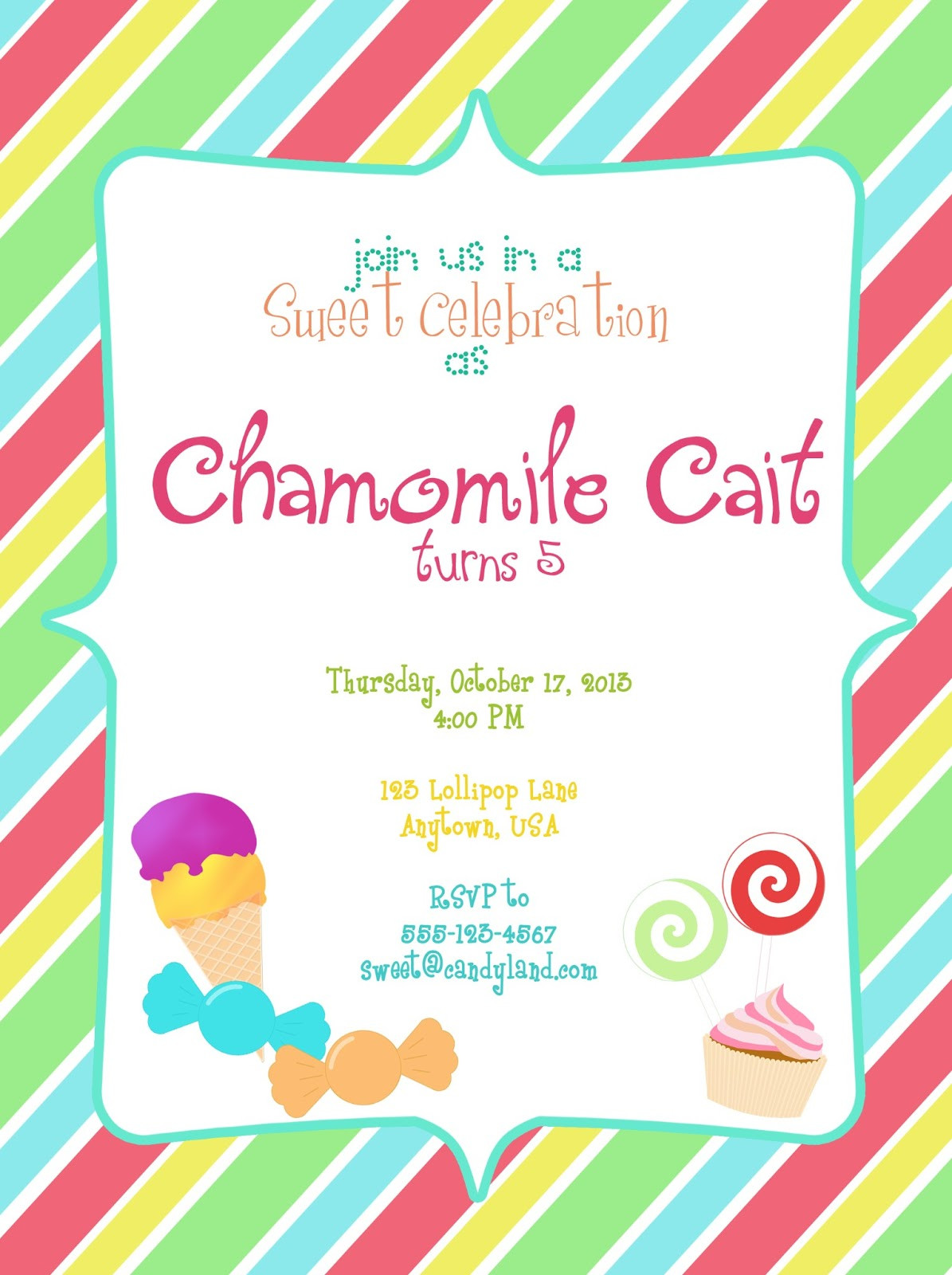 Candyland Birthday Party Invitations
 I Make I Candyland Party Invitation