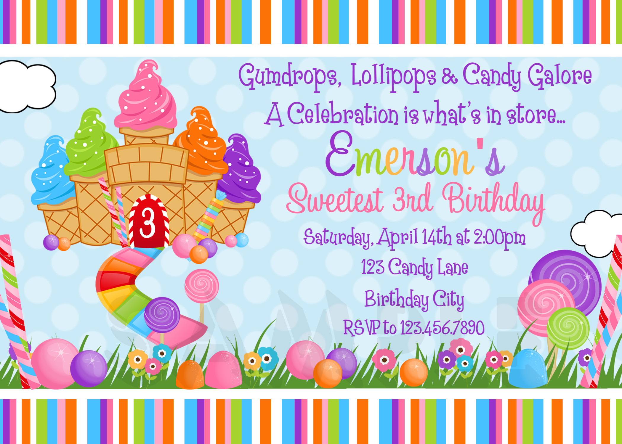 Candyland Birthday Party Invitations
 Printable Birthday Invitations Girls Candyland Party