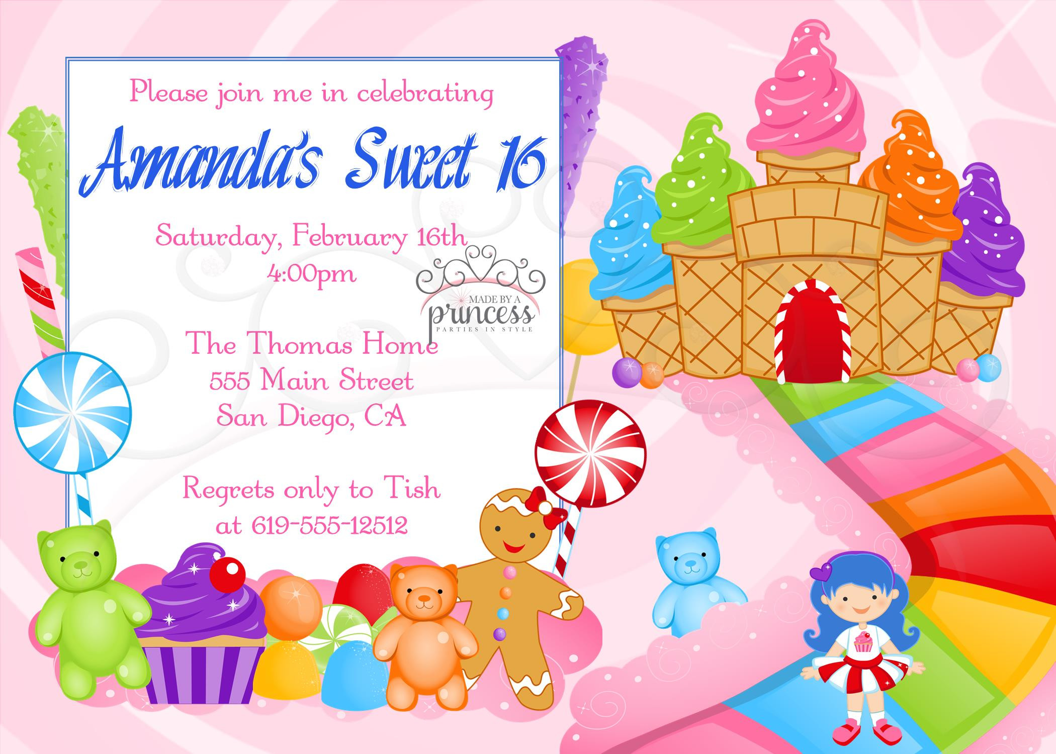 Candyland Birthday Party Invitations
 Birthday Invitation Sweet 16 Candy Candyland Printable