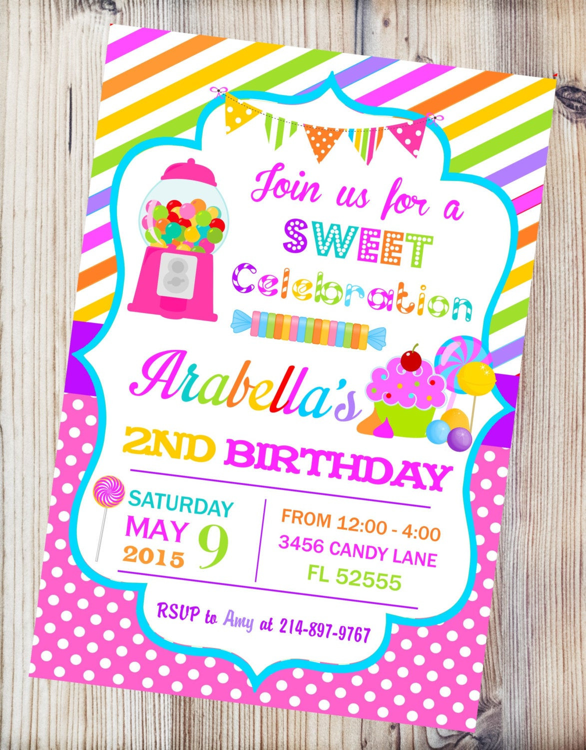 Candyland Birthday Party Invitations
 Candyland Printable InvitationCandy Shop Birthday Invitation