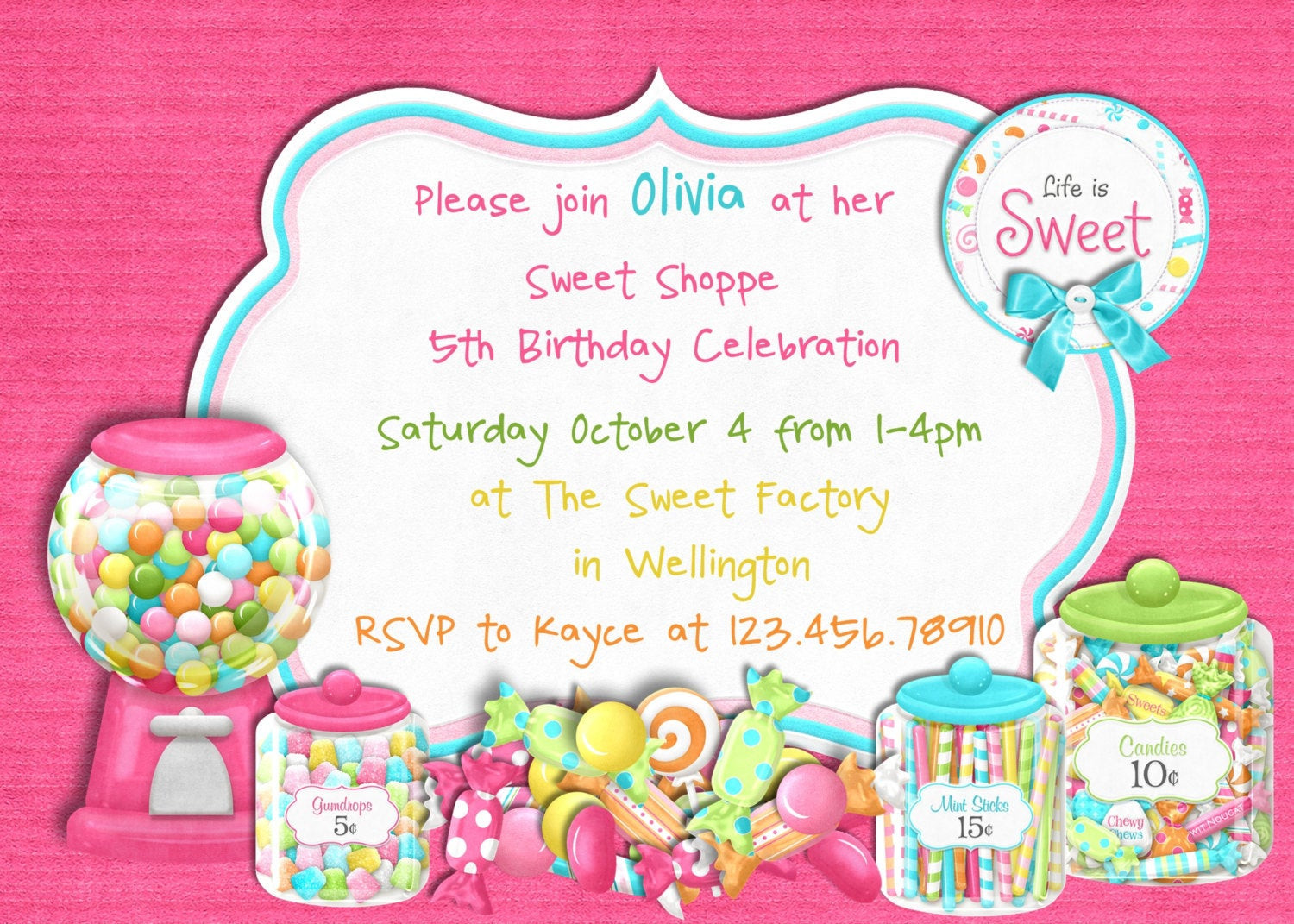 Candyland Birthday Party Invitations
 Candy Birthday Invitation Candyland Printable by 3PeasPrints