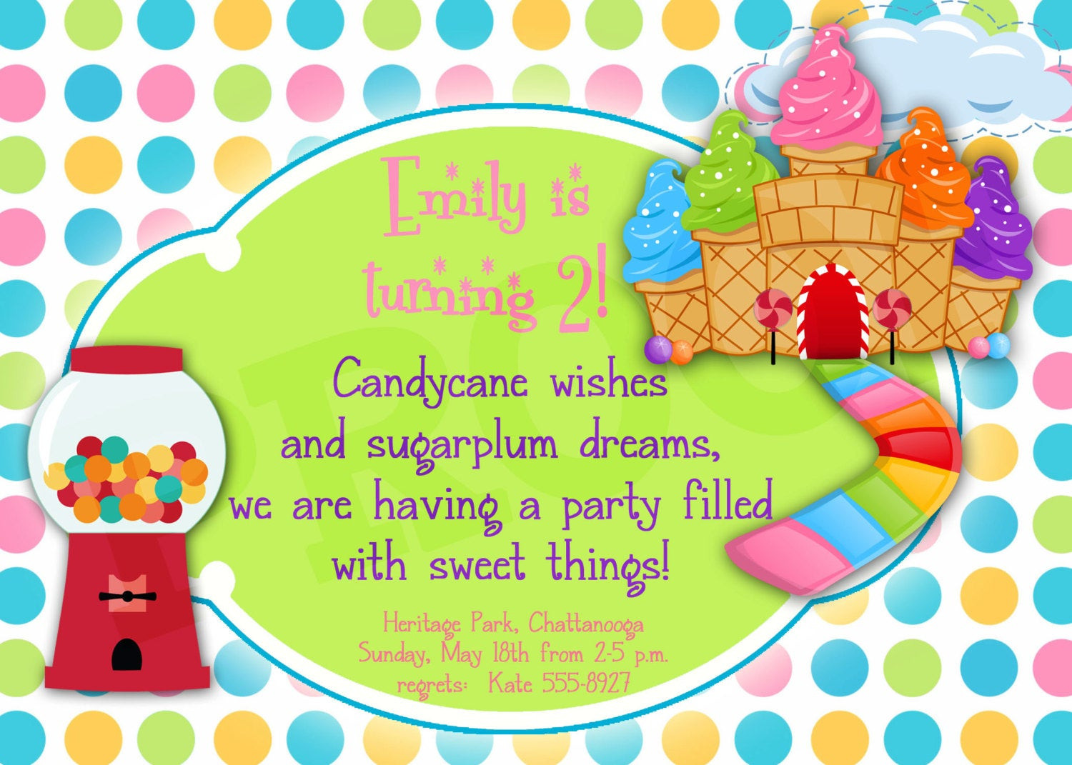 Candyland Birthday Party Invitations
 Printable Candyland Birthday Printable Invitation Girl party