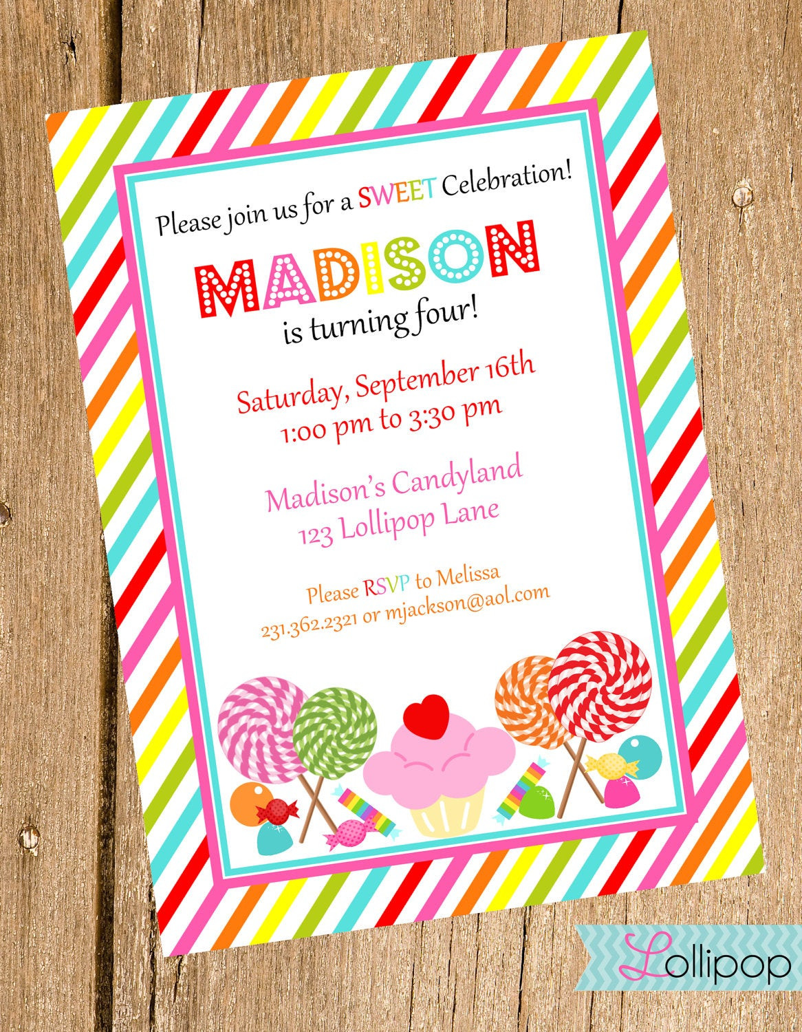 Candyland Birthday Party Invitations
 Candy Printable Birthday Invitation Sweet Treats by