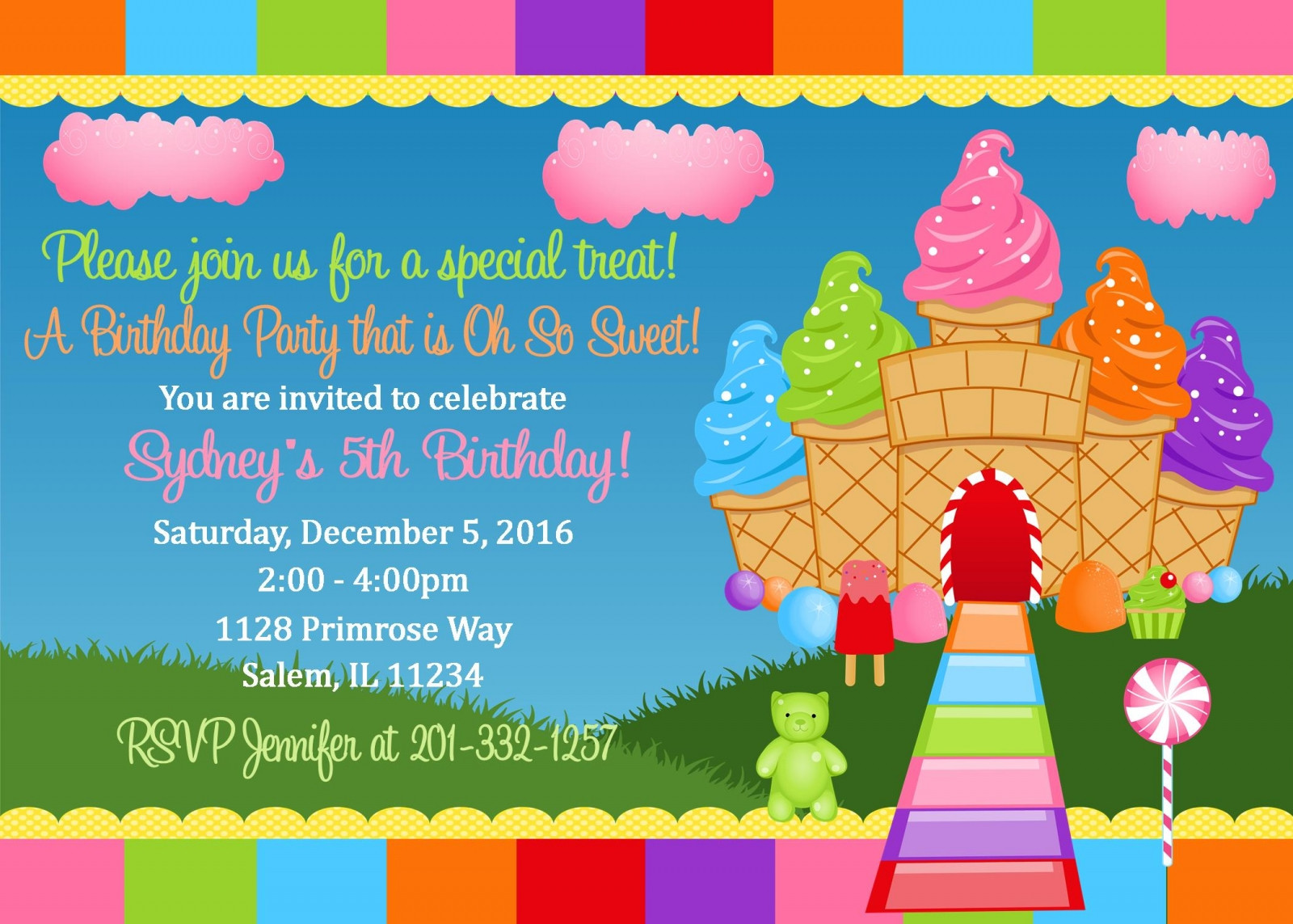 Candyland Birthday Party Invitations
 CandyLand Birthday Invitation