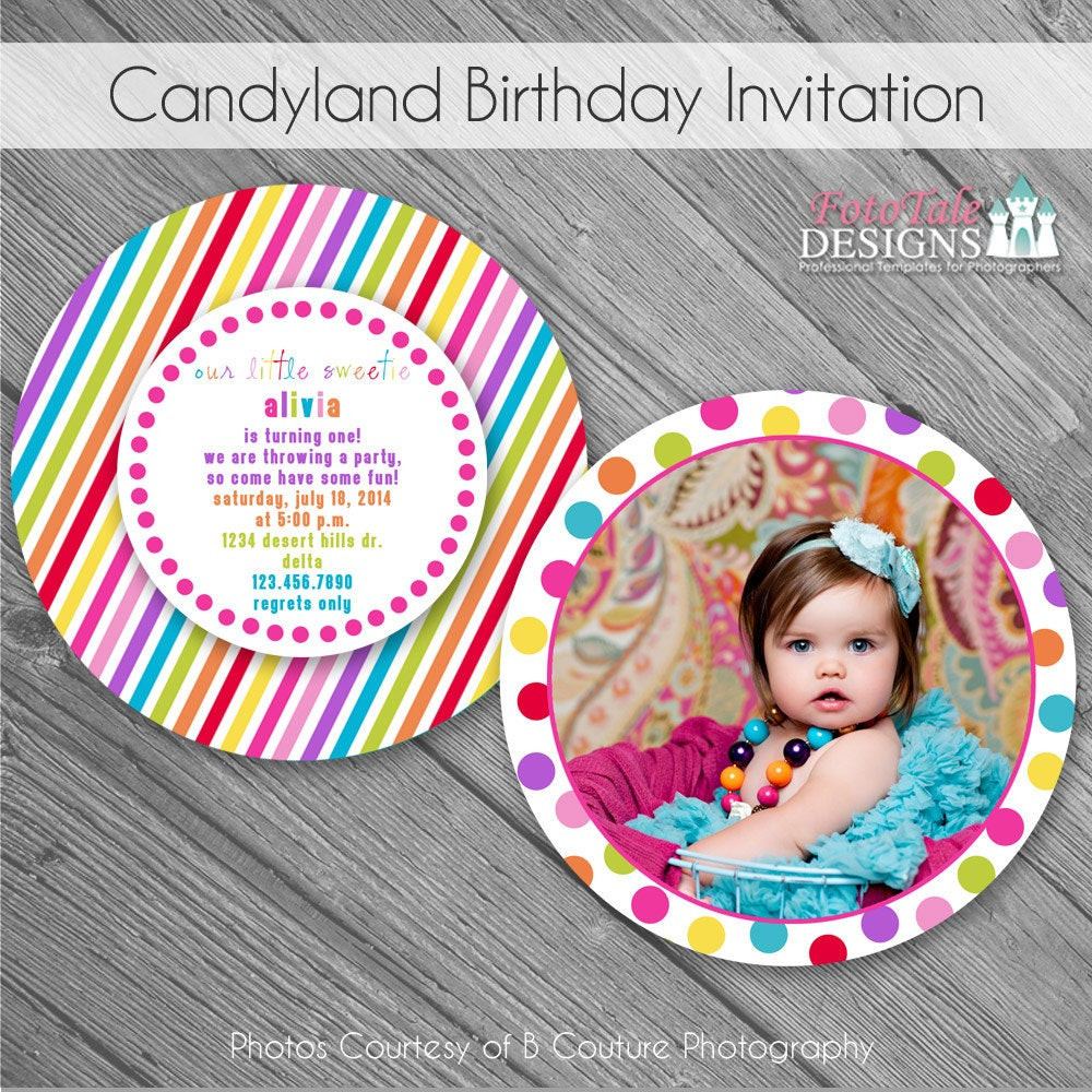 Candyland Birthday Party Invitations
 INSTANT DOWNLOAD CandyLand Birthday Invitation custom photo