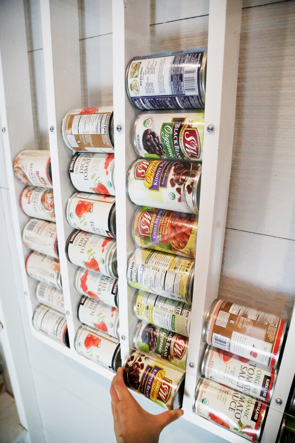 Canned Food Organizer DIY
 Wall Mounted Can Organizer