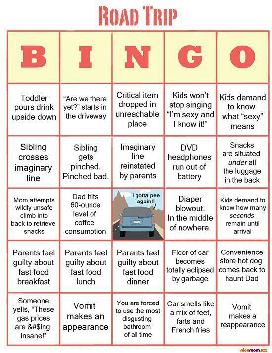 Car Activities For Adults
 Road Trip Bingo for adults Way too true
