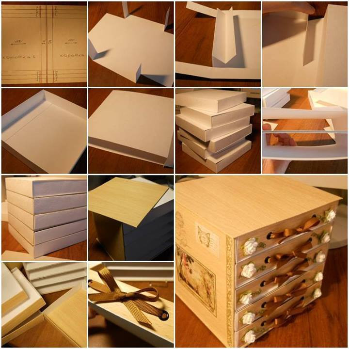Cardboard Box DIY
 DIY 5 Drawer Cardboard Organizer