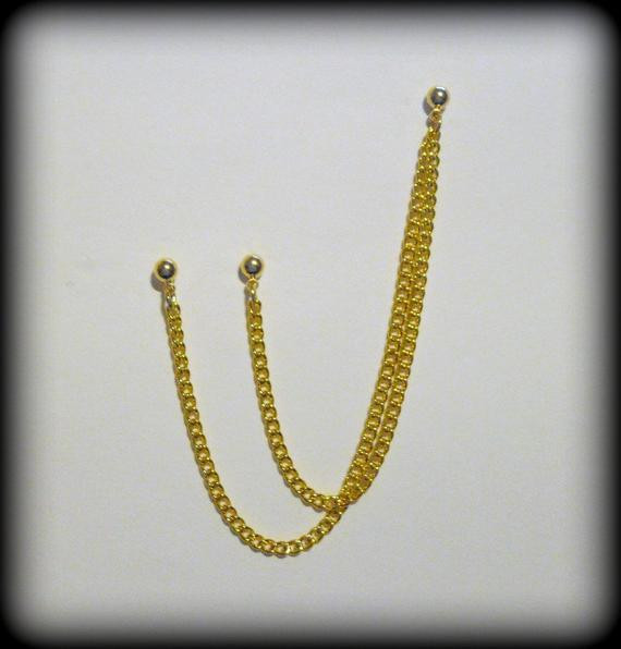 Cartilage Chain Earring
 Cartilage Chain Earring Gold Double Chain Double Piercing