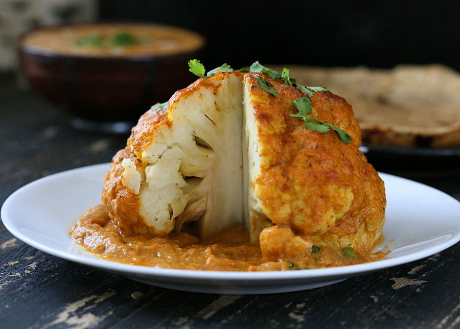 Cauliflower Main Dish Vegetarian Recipes
 Gobi Musallam Whole Roasted Cauliflower with Creamy