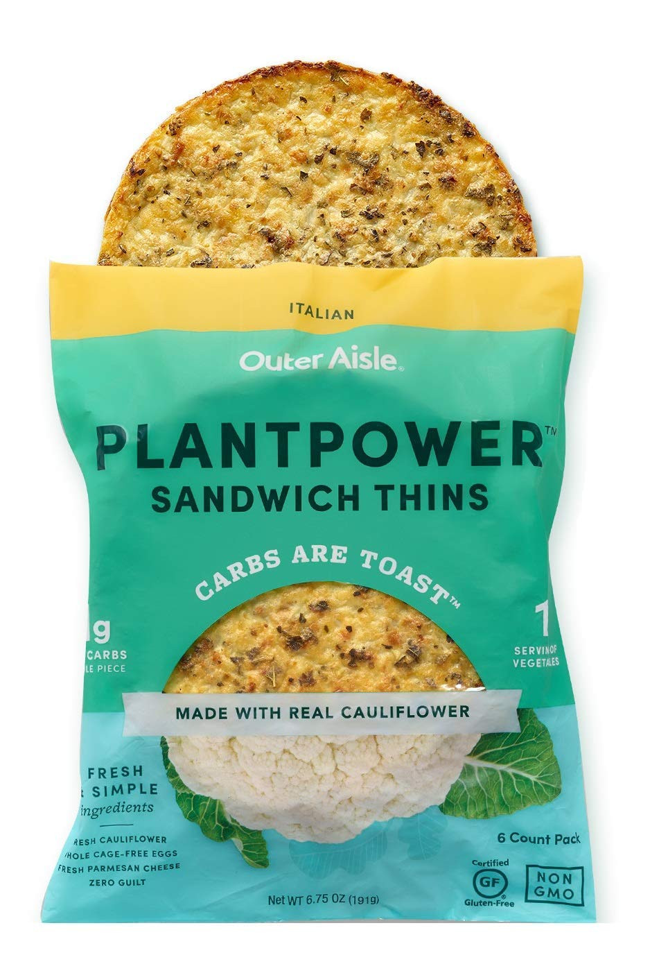 Cauliflower Sandwich Thins
 Amazon Outer Aisle Gourmet Cauliflower Sandwich Thins