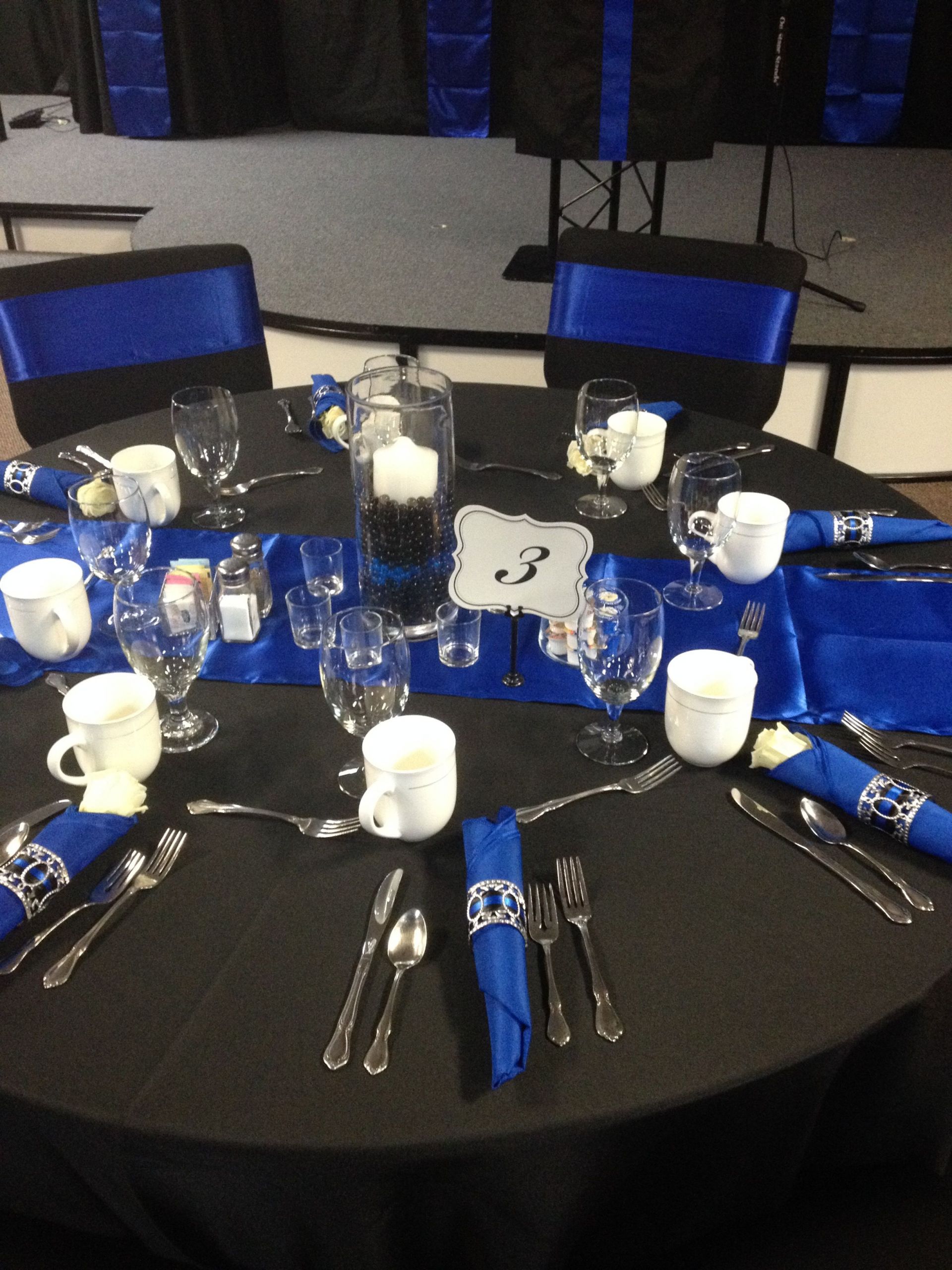 Centerpiece Ideas For Police Retirement Party
 Possible table set up