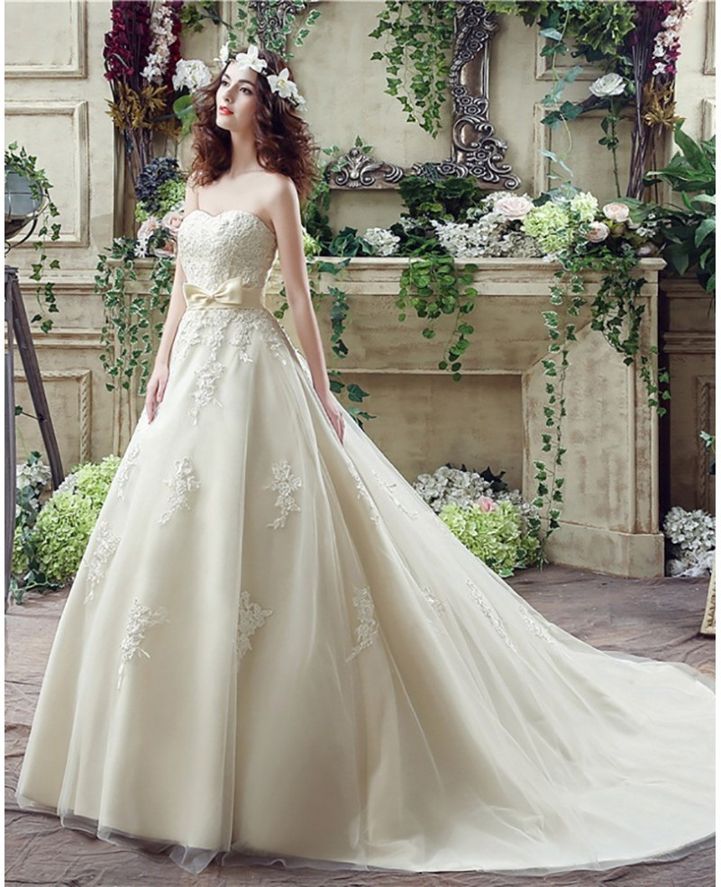 Champagne Wedding Gowns
 Casual Champagne Bridal Dress Ball Gown For 2018 Weddings