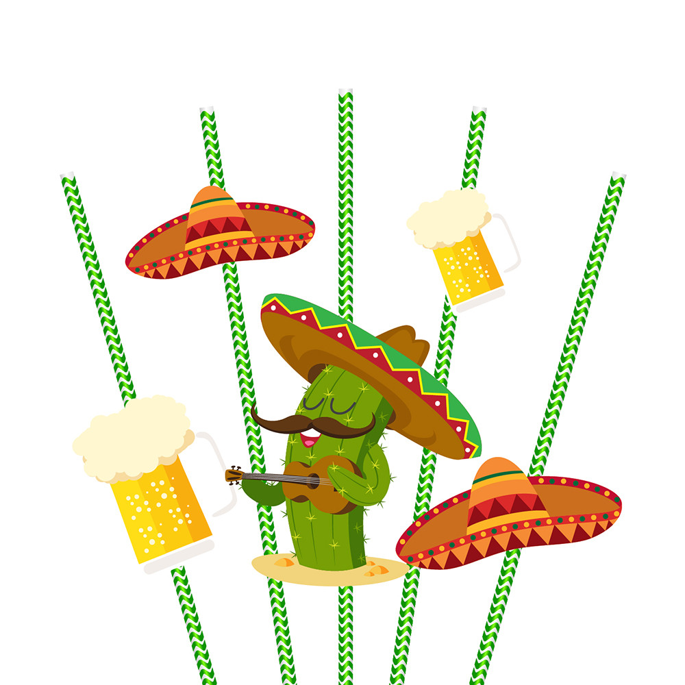 Cheap Cinco De Mayo Party Supplies
 St050 Cinco De Mayo Party Favor Straws Floral Paper Straws