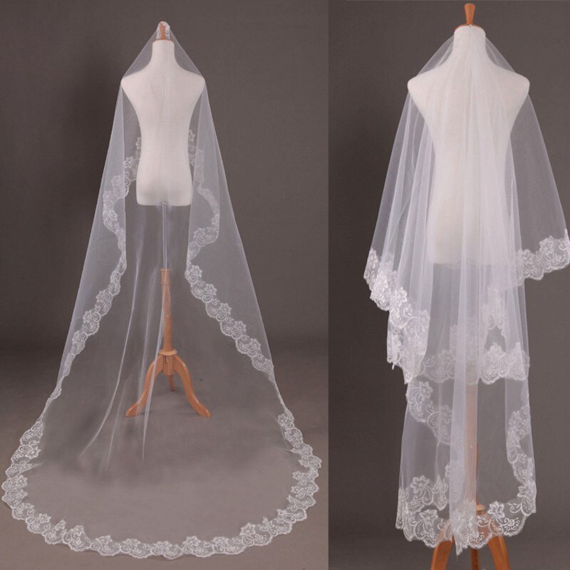 Cheap Wedding Veils For Sale
 Sale Cheap HighQuality Lace Applique 3M Long Veils