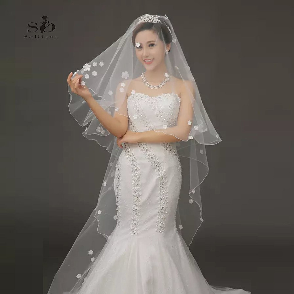 Cheap Wedding Veils For Sale
 Wedding Veil Flowes 2 5meter Elegant Luxury Long Wedding