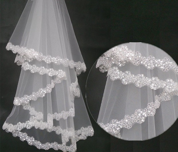 Cheap Wedding Veils For Sale
 Cheap 2017 Hot Sale Wedding Veil Beads Edge Bridal Veils