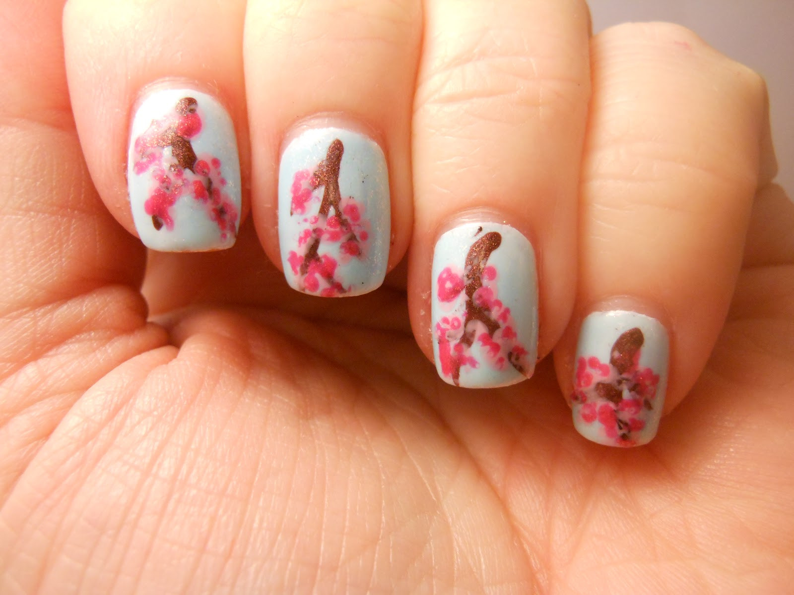 Cherry Blossom Nail Art
 The Polished Momma Cherry Blossoms nail art