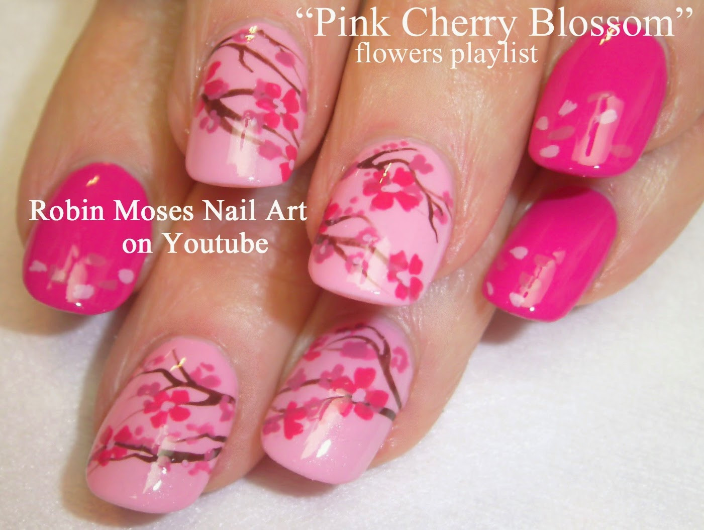 Cherry Blossom Nail Art
 Robin Moses Nail Art "Cherry blossom nails" "cherry