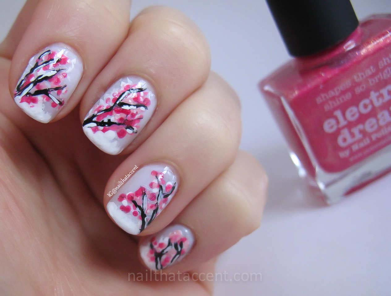 Cherry Blossom Nail Art
 Cherry Blossom Nail Art nail that accent