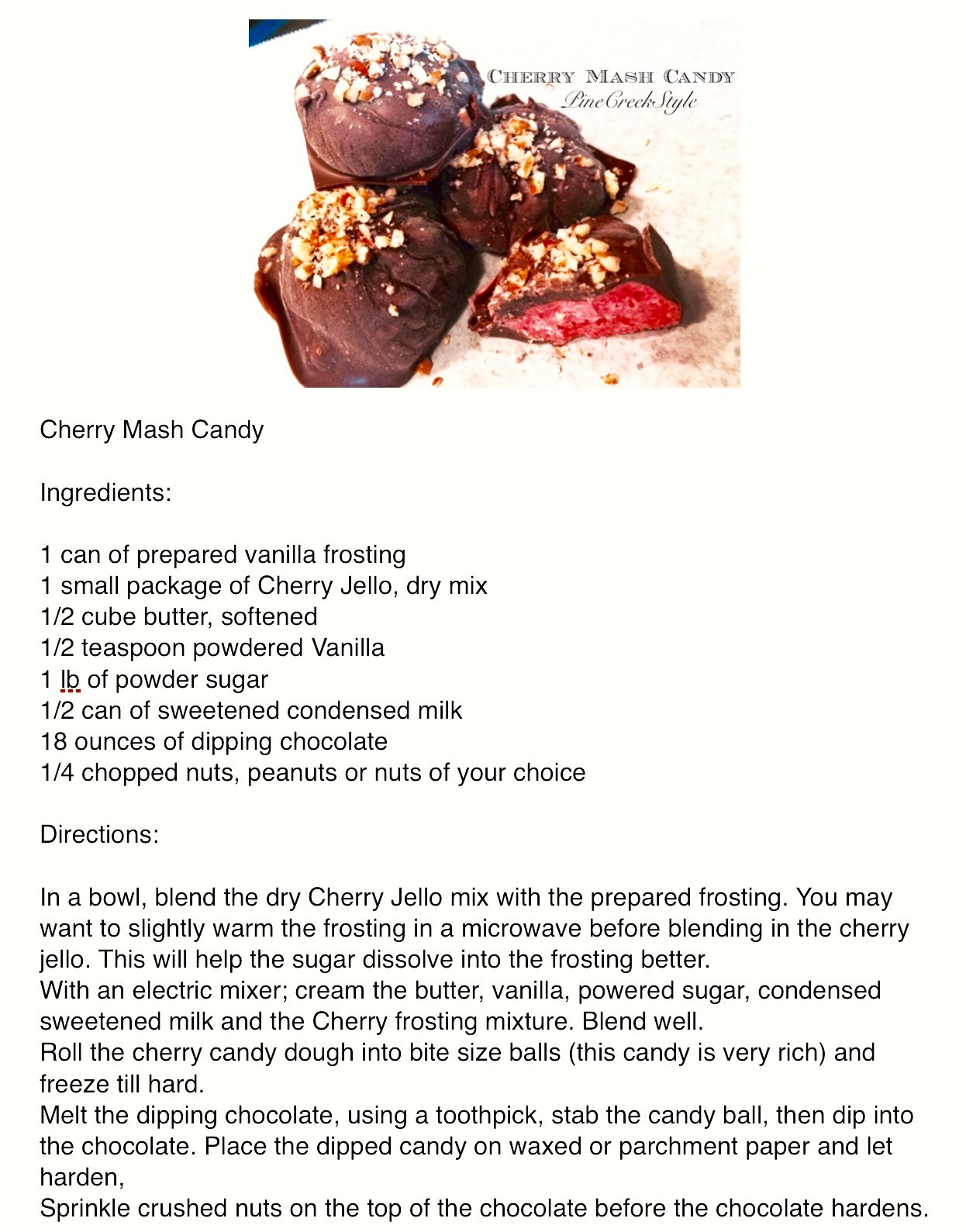 Cherry Mash Candy Recipes
 Pine Creek Style Cherry Mash Candy