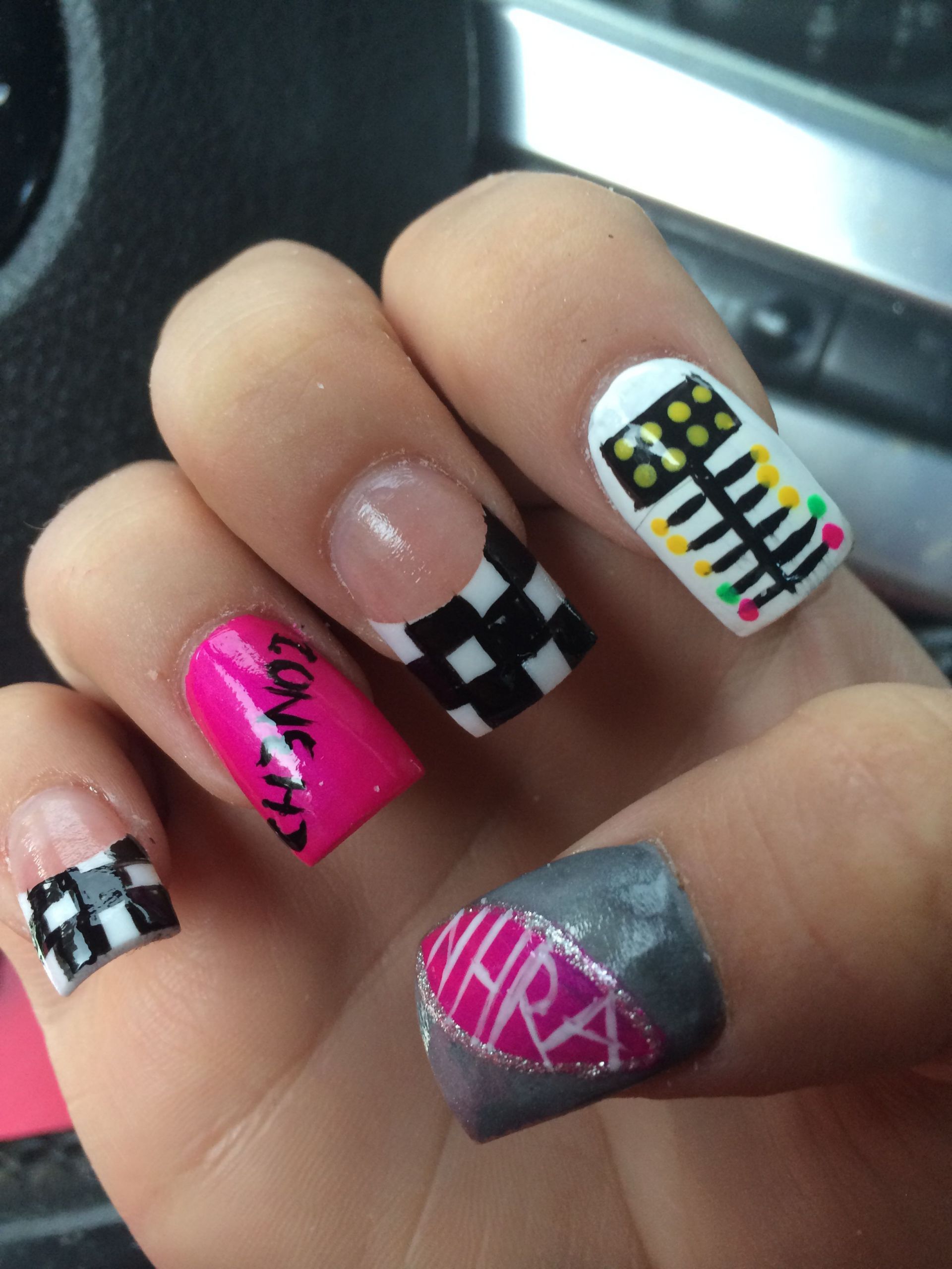 Chevy Nail Designs
 NHRA drag racing nails I want OMG