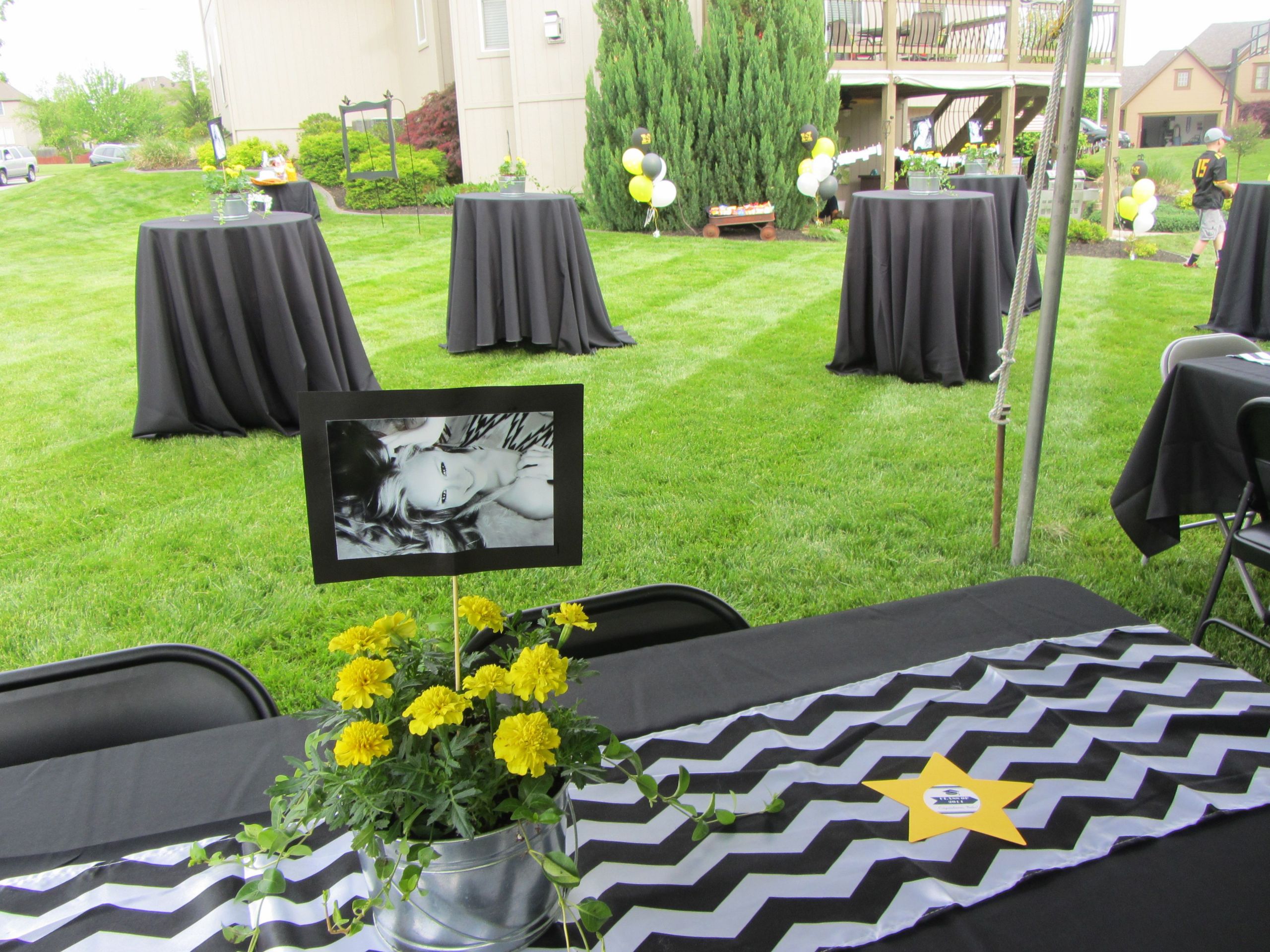 Chic Simple Backyard Graduation Party Decorating Ideas
 Outdoor Graduation Party Black White Yellow