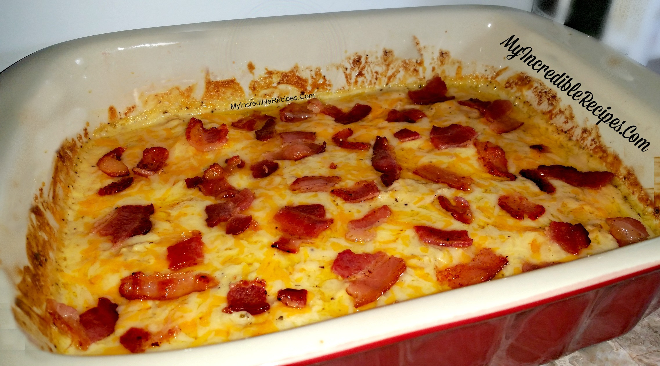Chicken And Cheese Casserole
 Four Cheese Bacon Stuffed Smothered Chicken Casserole