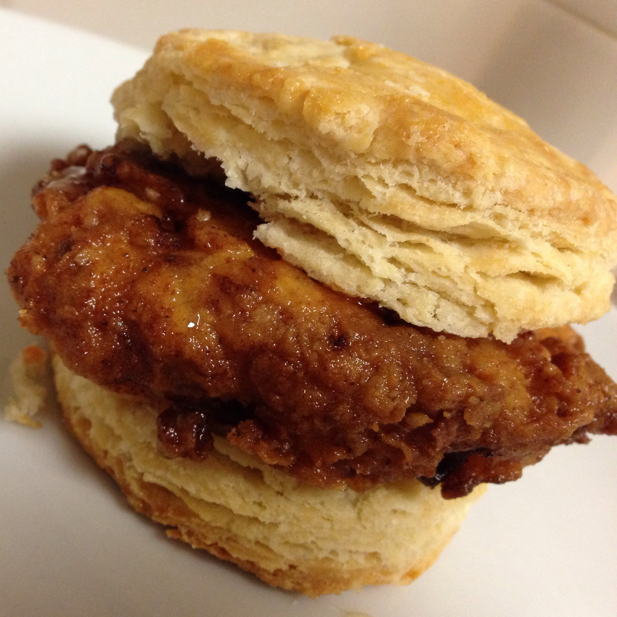 Chicken Biscuit Sandwich
 Buttermilk Fried Chicken Biscuits with Honey and Hot Sauce