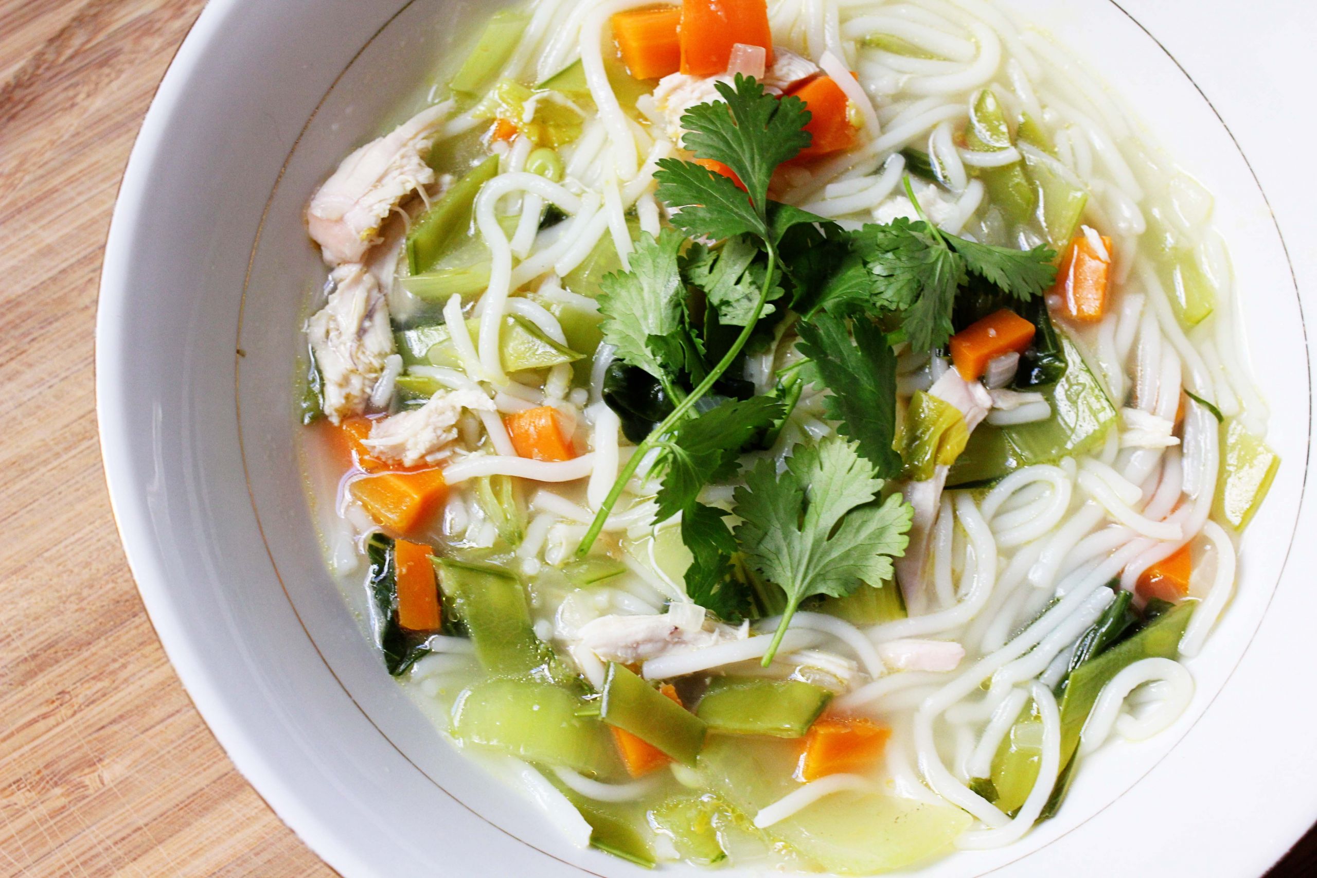 Chicken Noodle Soup For Baby
 chicken noodle soup with rice noodles and bok choy