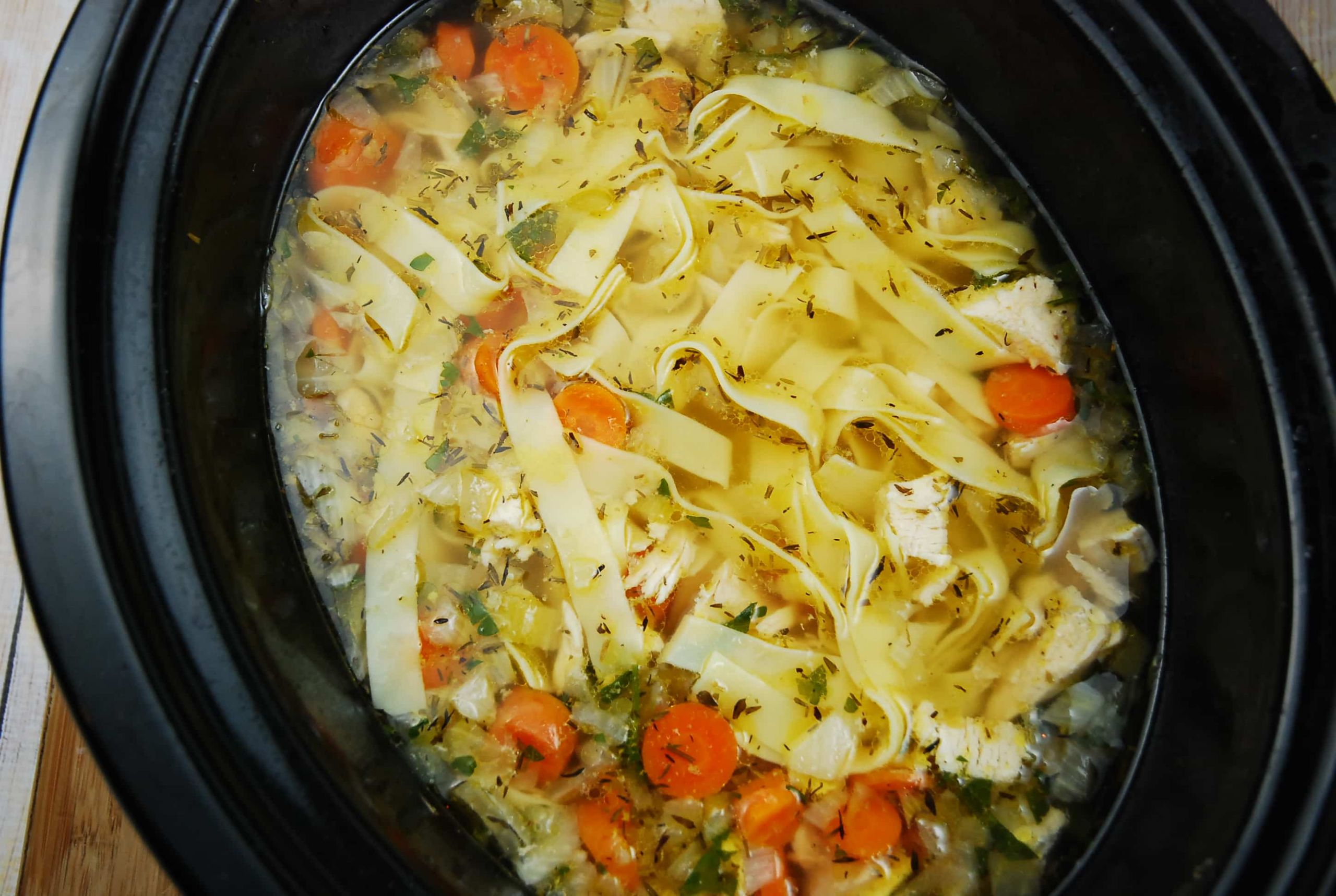 Chicken Noodles Crock Pot Recipe
 Crock Pot Chicken Noodle Soup Recipe 4 Points LaaLoosh