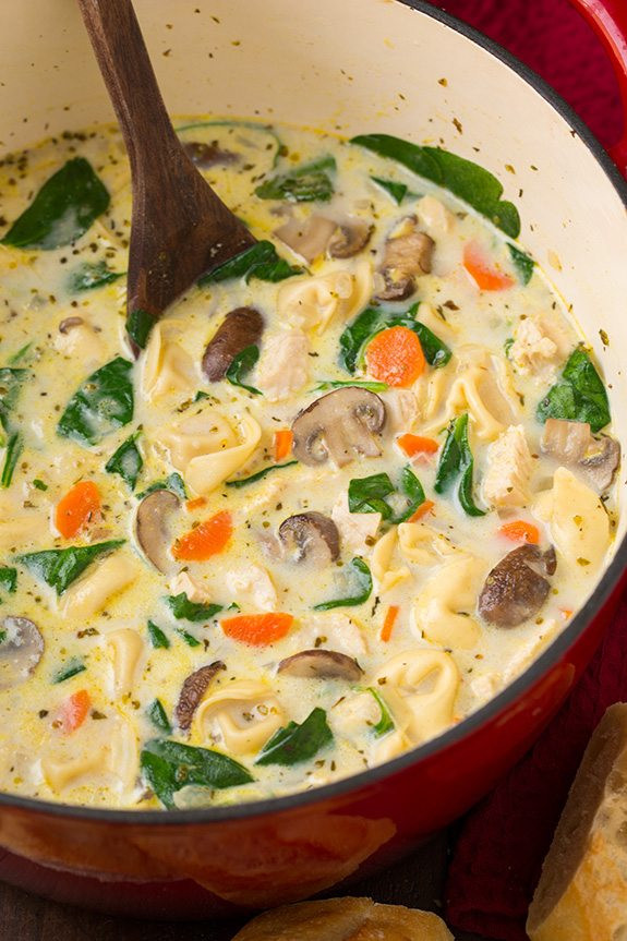 Chicken Recipes With Cream Of Mushroom Soup
 Creamy Chicken Spinach and Mushroom Tortellini Soup